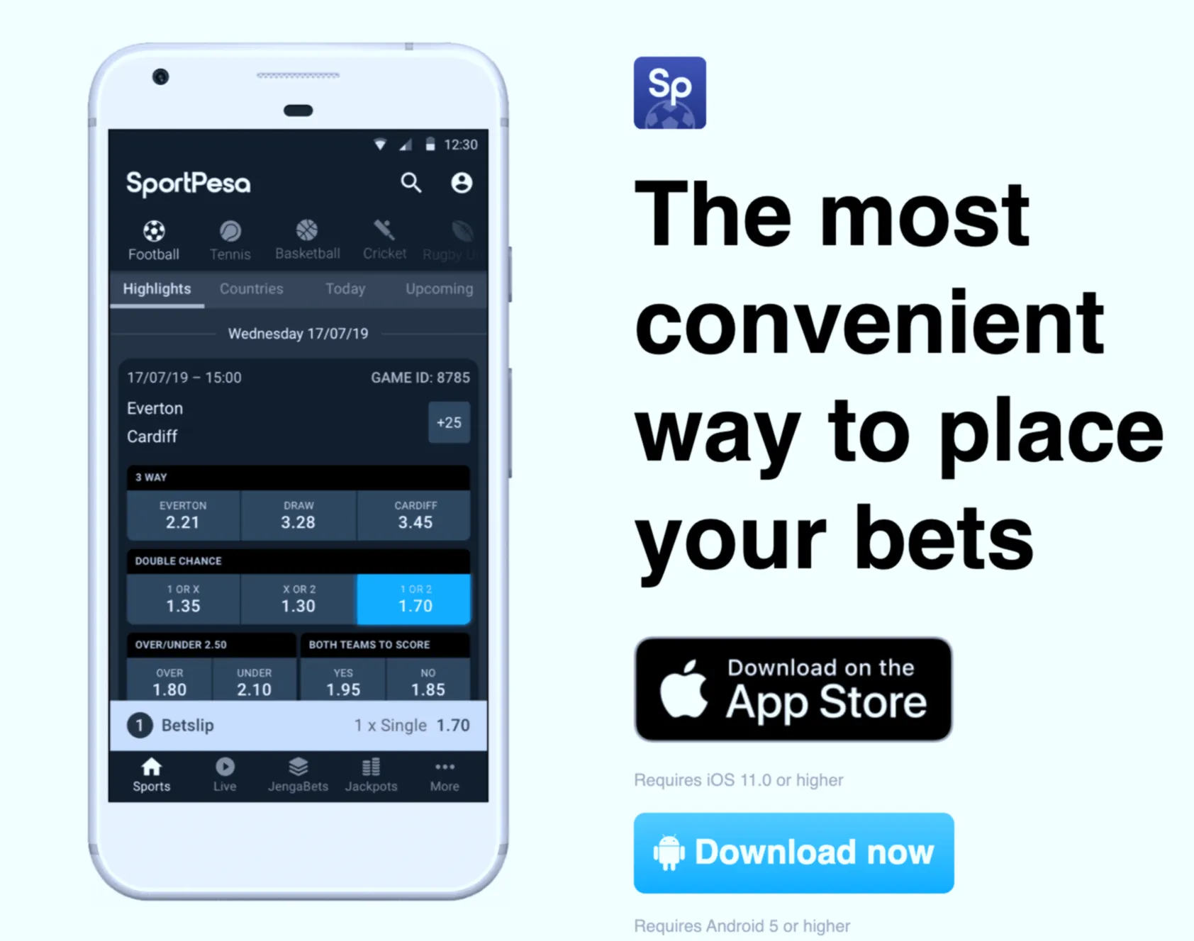 The SportPesa mobile application glowing on a smartphone screen