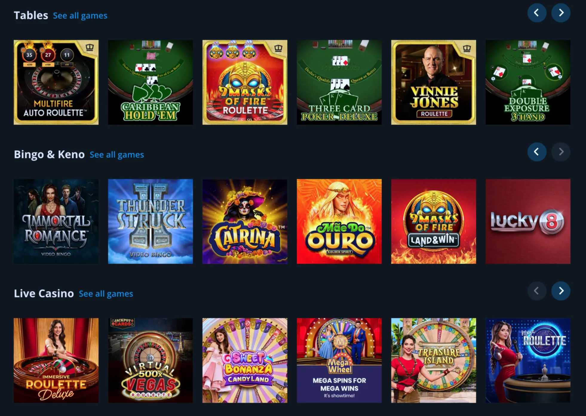 Live betting and table games with dynamic visual effects